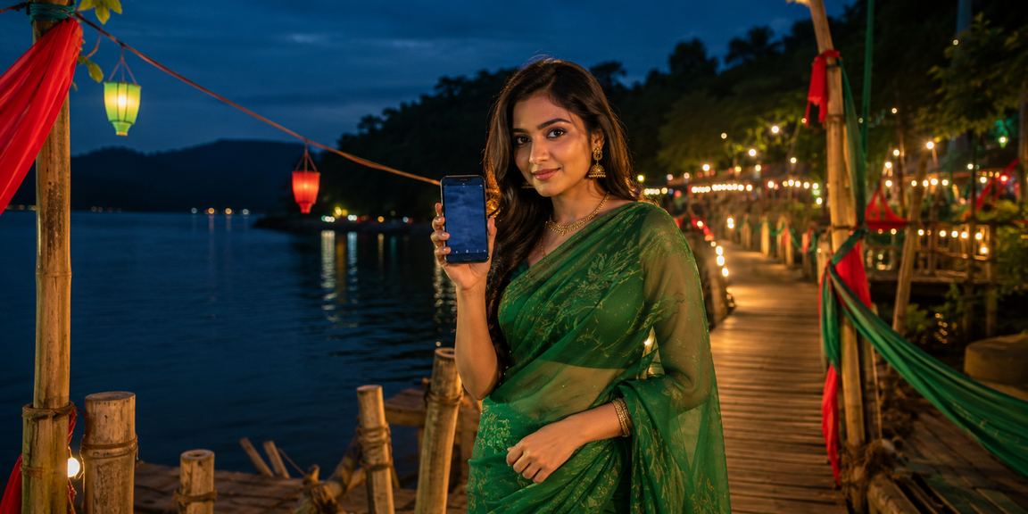 বান্দরবানে শাড়ি পরিহিত নারী মোবাইলে পেমেন্ট করছেন সহজেই